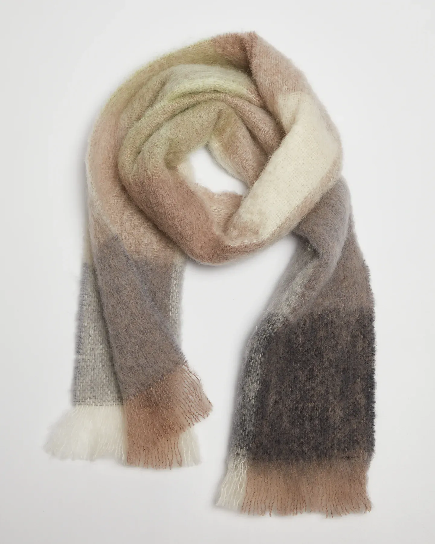 Foxford White And Mink Mohair Scarf