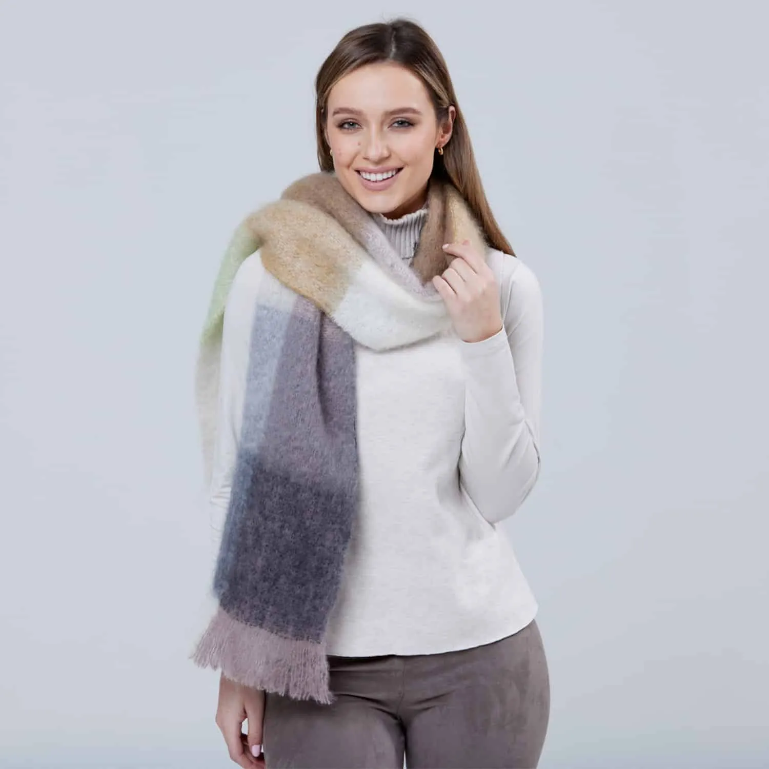 Foxford White And Mink Mohair Scarf