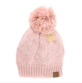 Fuzzy Lined Sequin Pom Hat