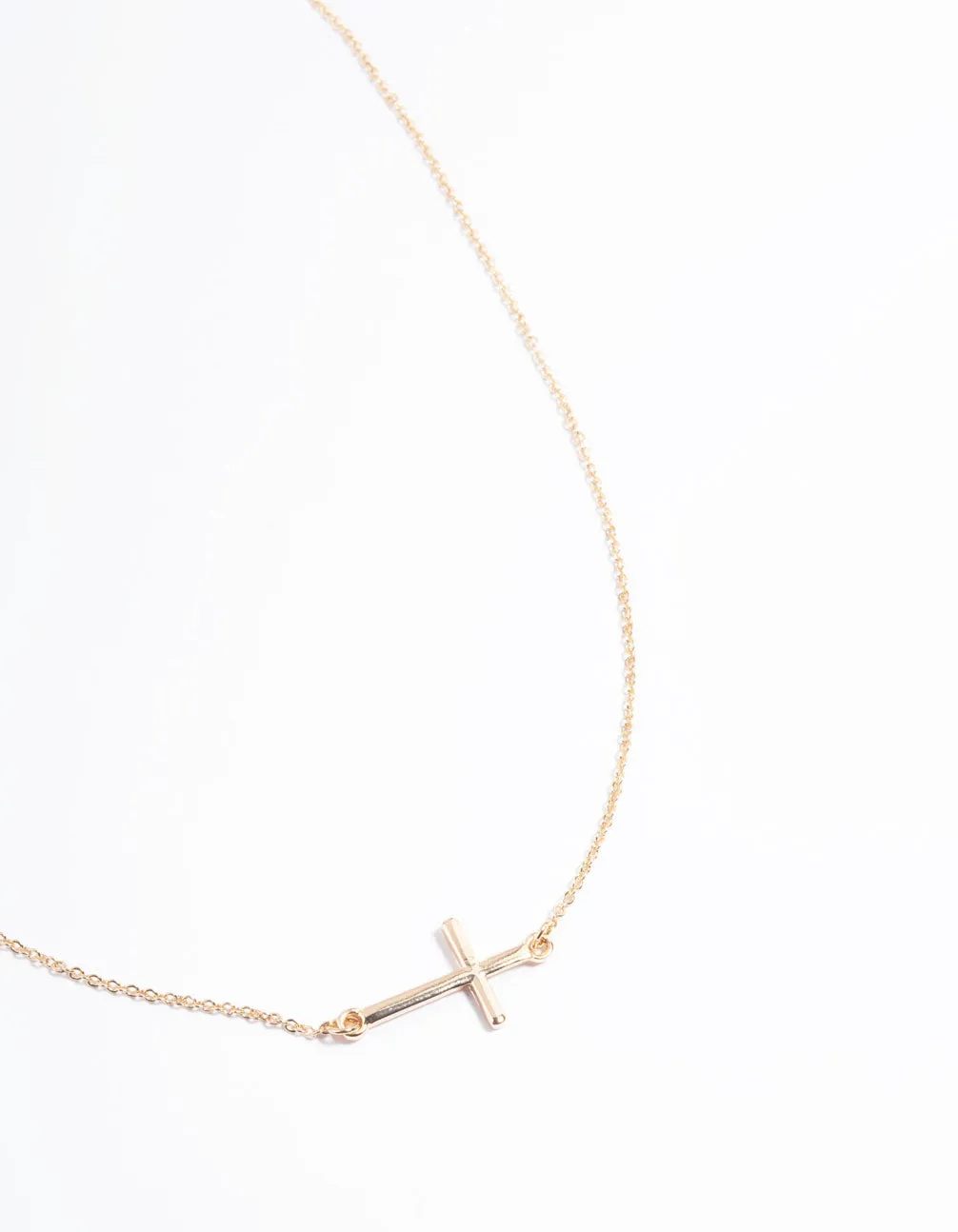 Gold Simple Bar Cross Necklace