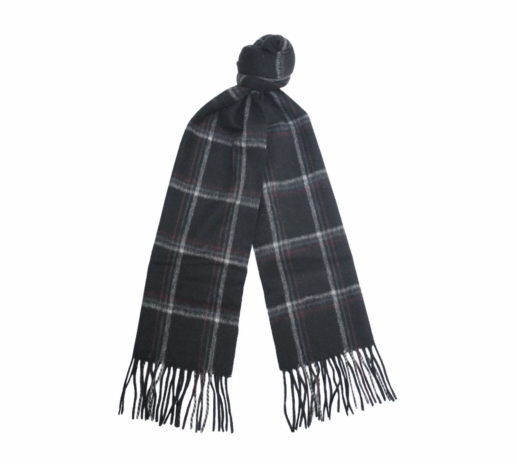 Grey Camel Cashmere Woven Check Scarf