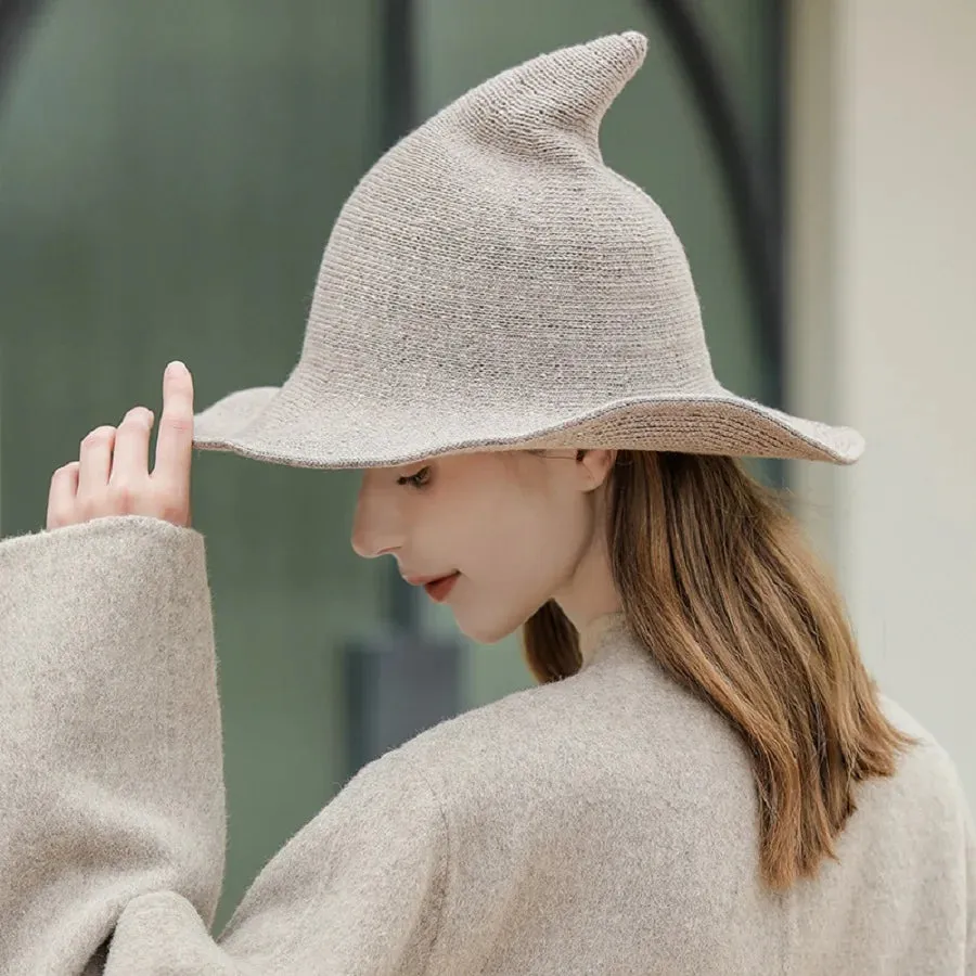 Halloween Witch Wizard Trendy Versatile Woolen Pointed Hat