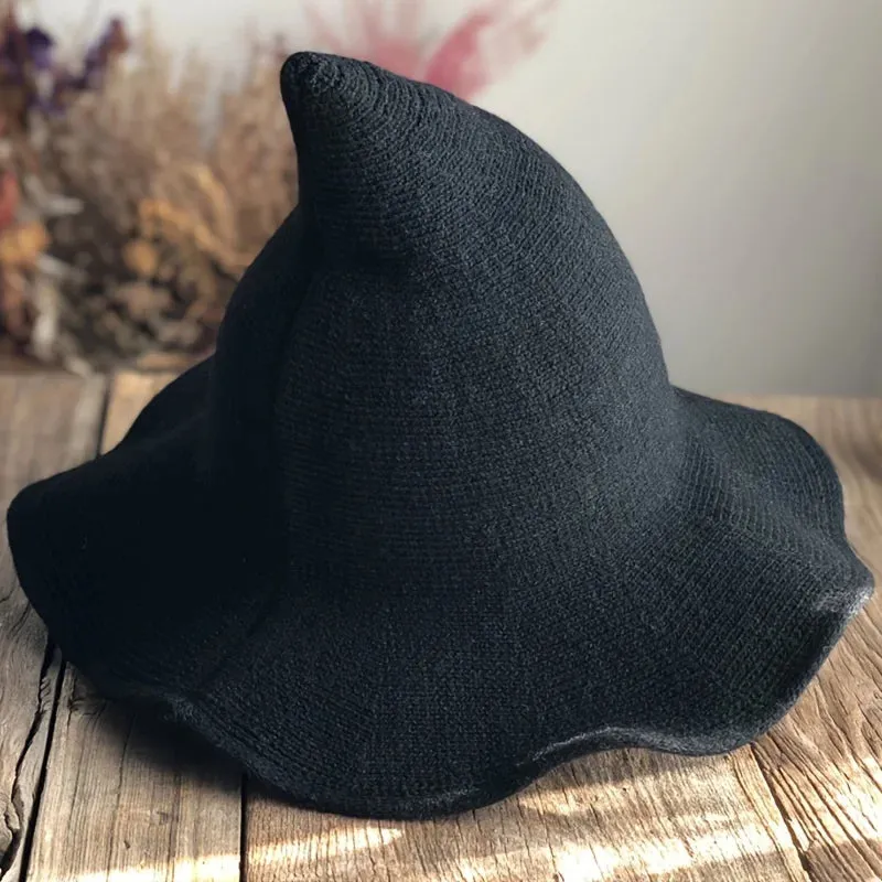 Halloween Witch Wizard Trendy Versatile Woolen Pointed Hat