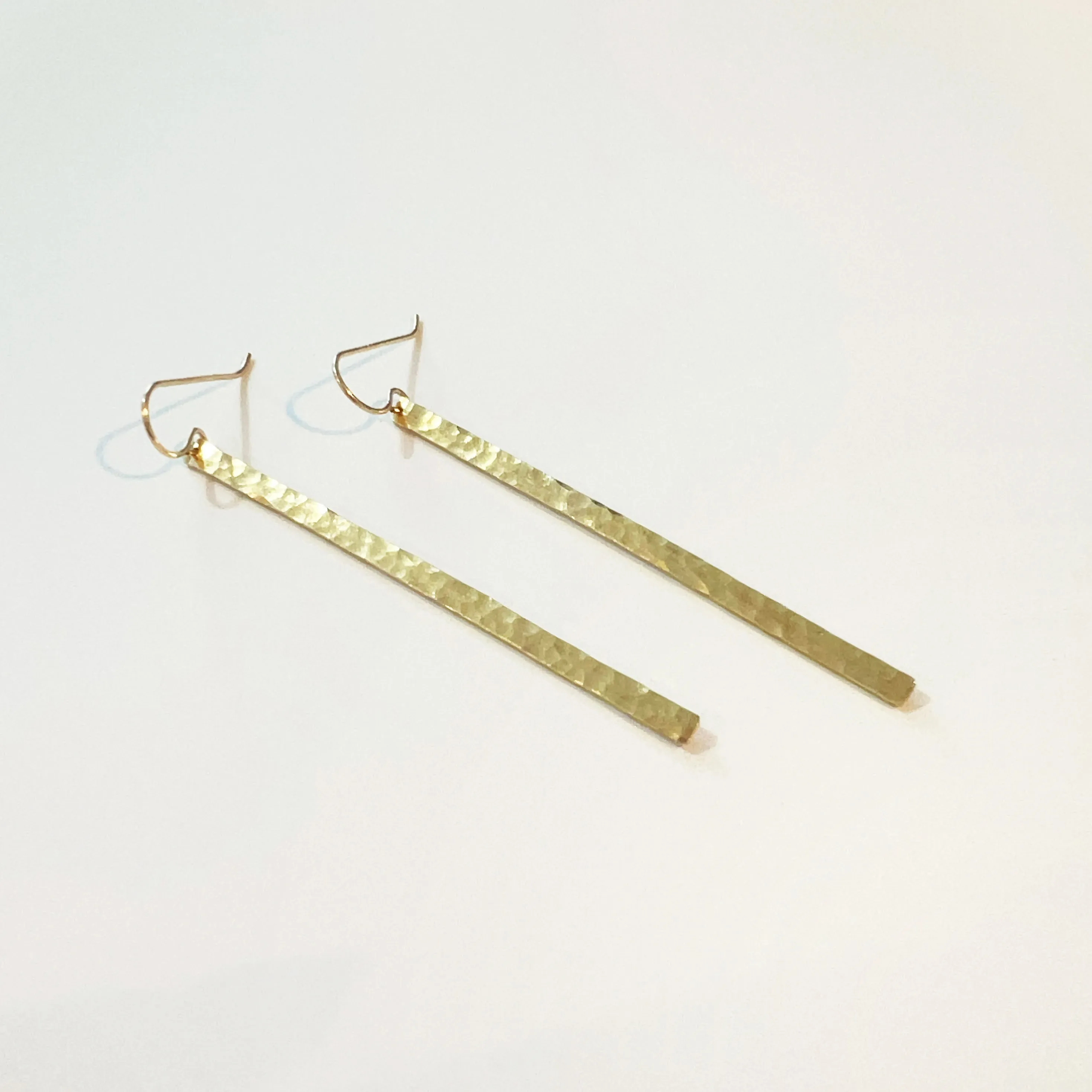 Hammered Bar Drop Earrings - Choose Your Metal