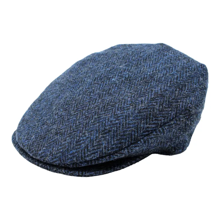 Hanna Donegal Tweed Touring Cap - Blue Herringbone