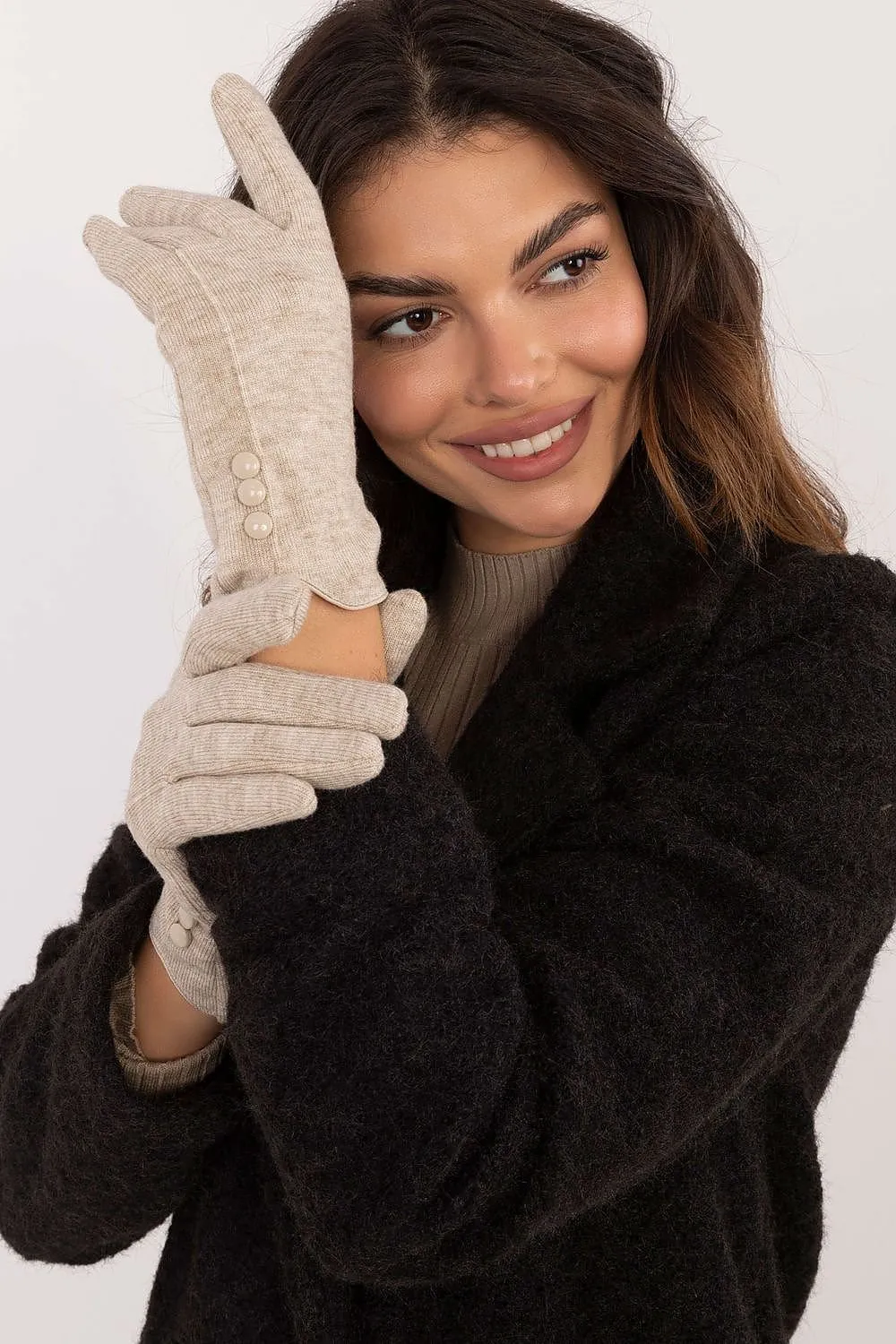 Insulated Cotton Gloves with Index Finger Beige