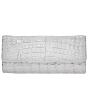 Kate Crocodile Clutch in Soft Silver