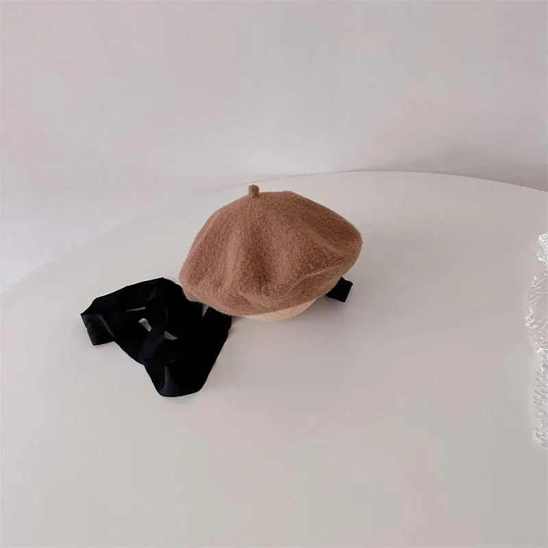 Kids Woolen Lace Up Beret Hat