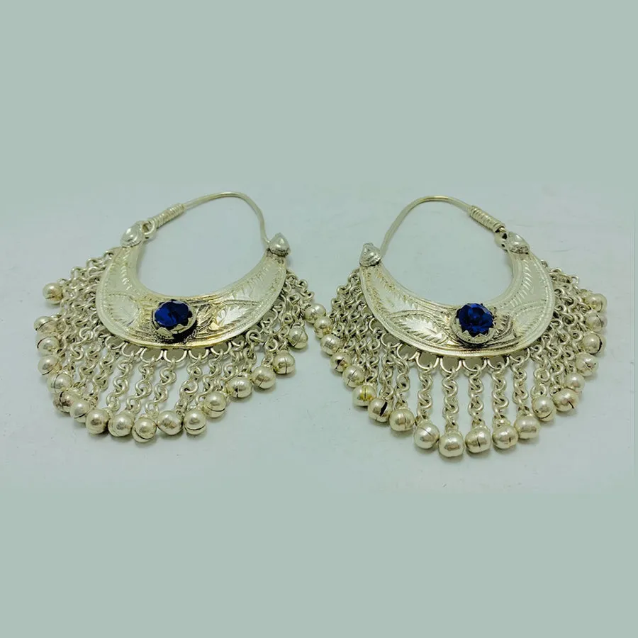 Kuchi Vintage Silver Earrings With Long Bells