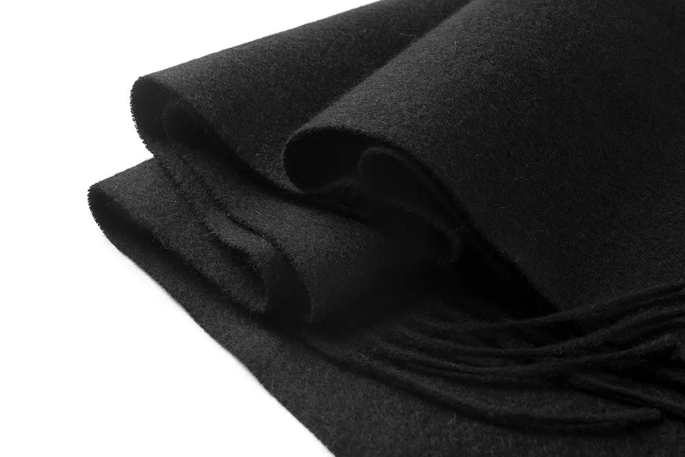 Lambswool Scarf Woven Plain Black