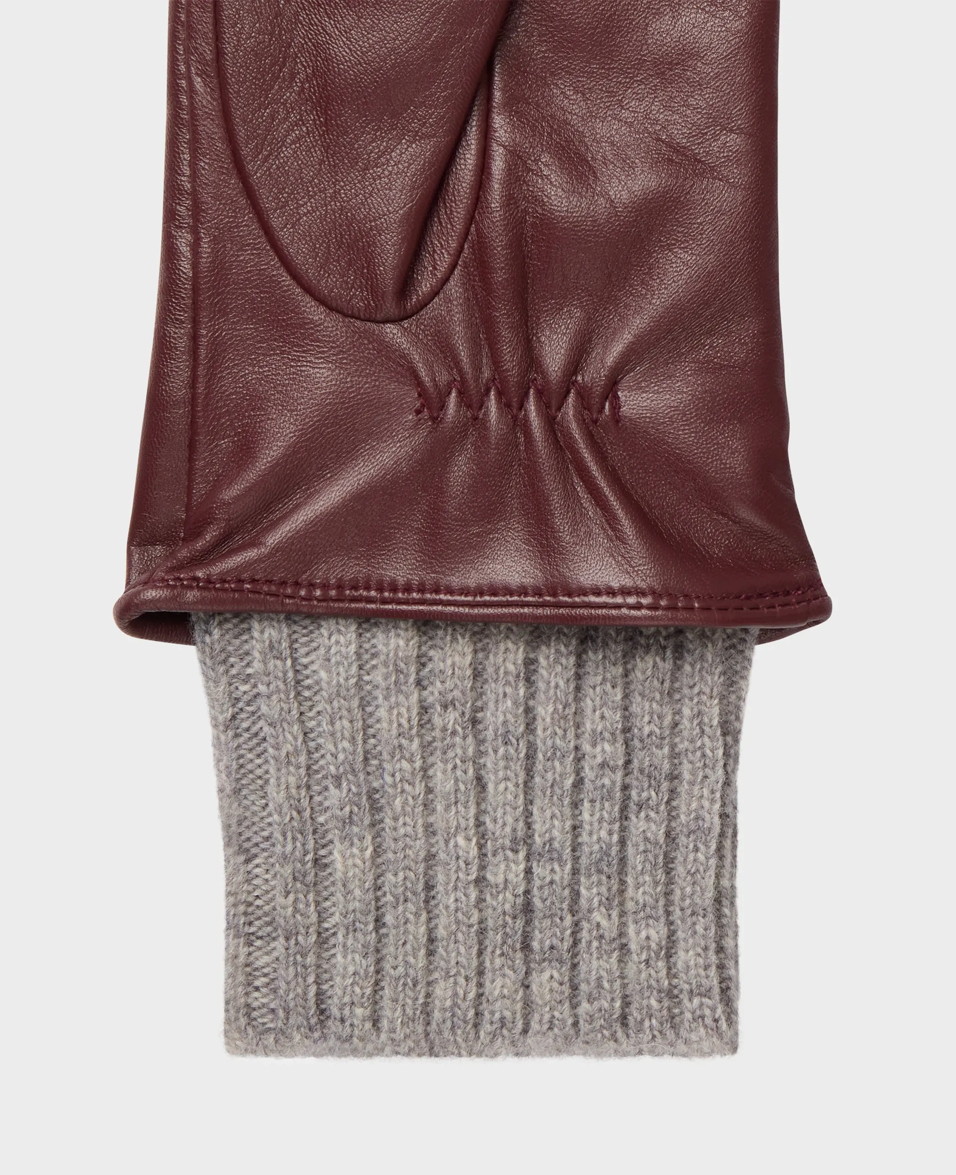 Leather Gloves with Knitted Cuff