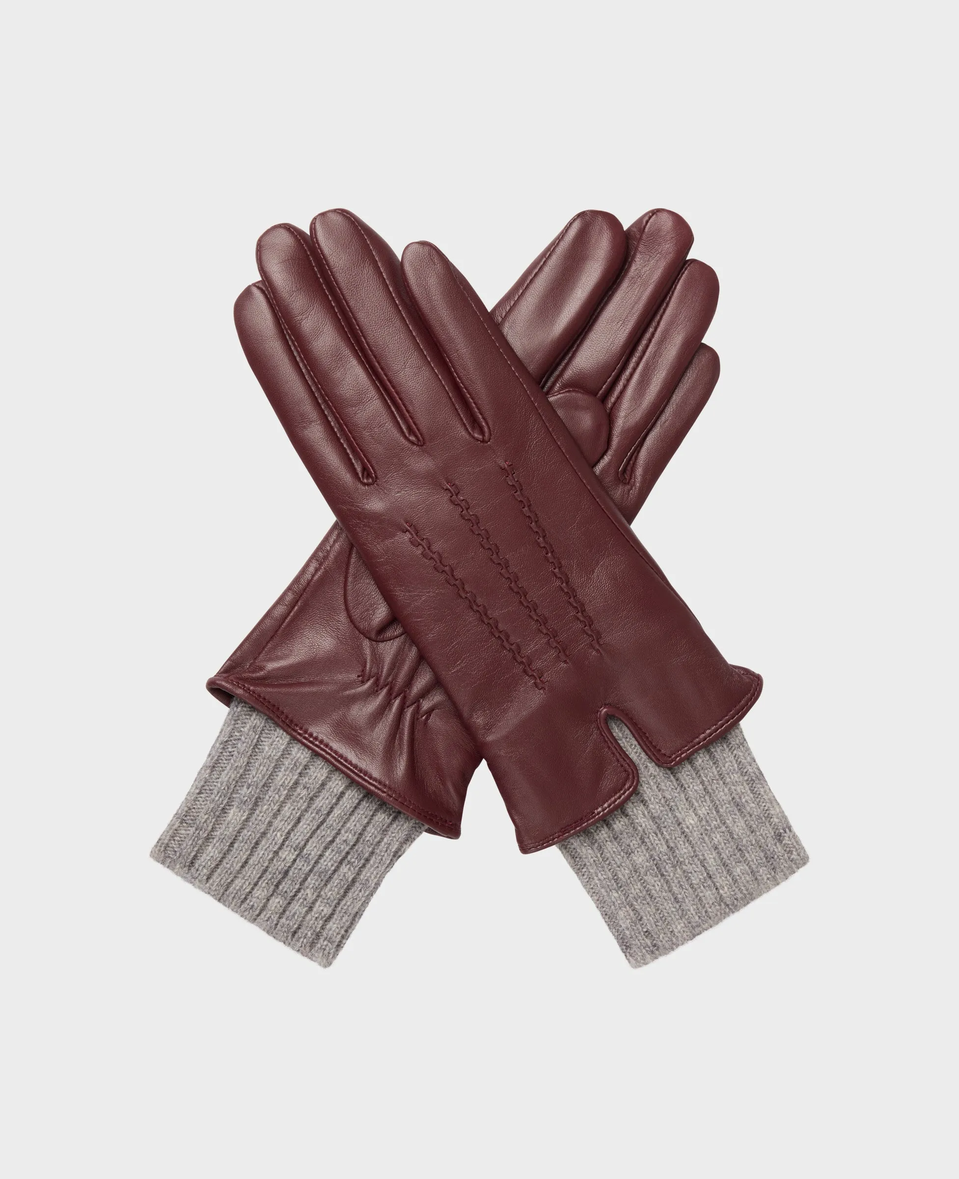 Leather Gloves with Knitted Cuff