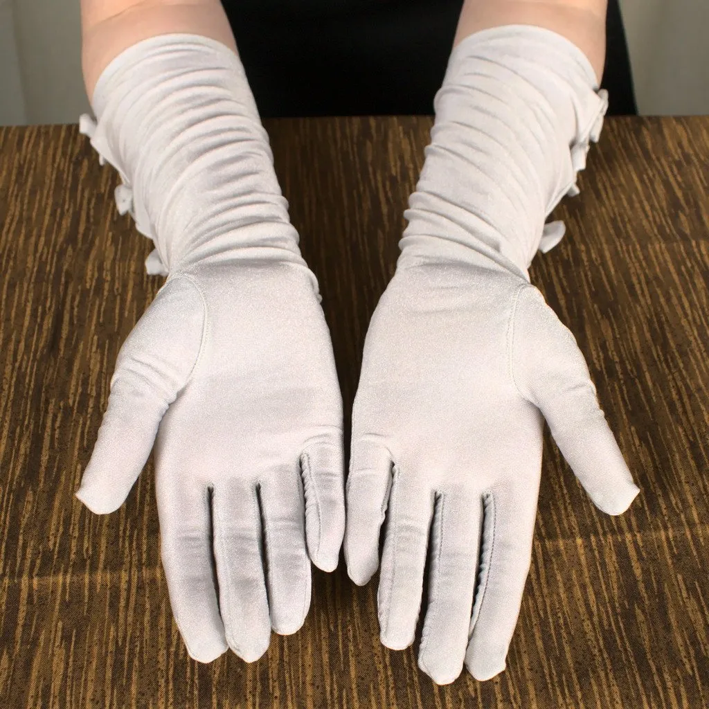 Light Gray Bow Cut Out Gloves