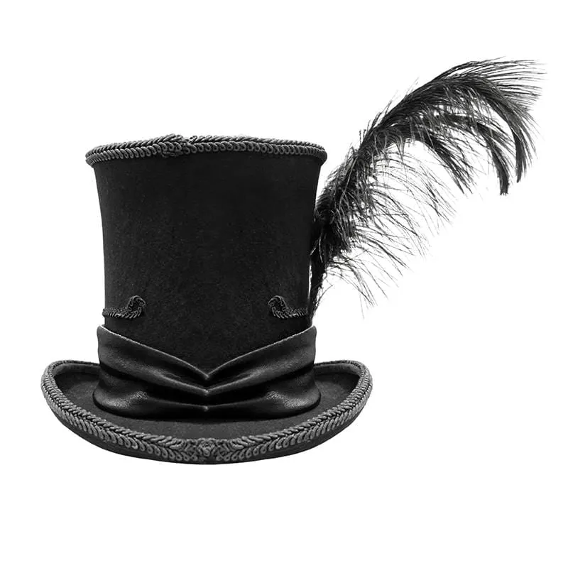 Men's Gothic Feather Rhinestone Hats With Rivets