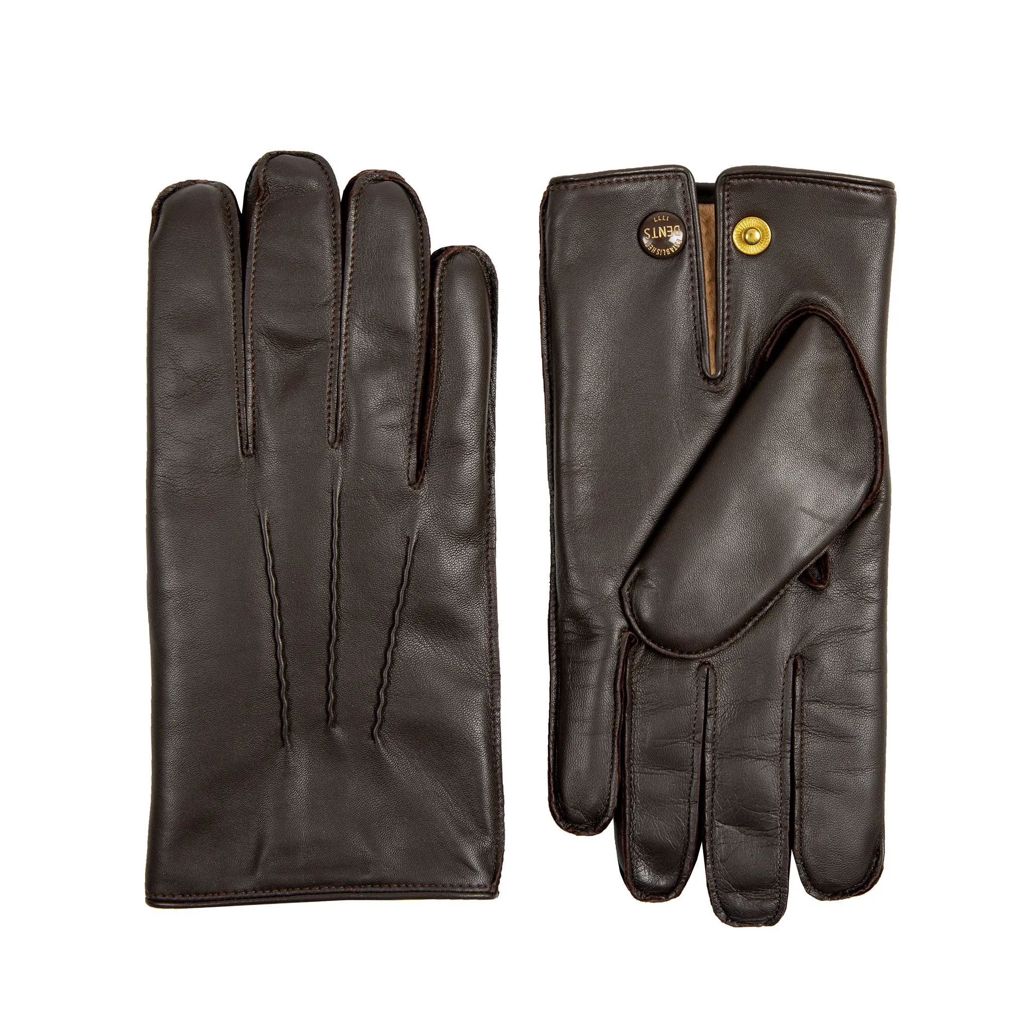 Men's Heritage Three-Point Fur-Lined Leather Gloves