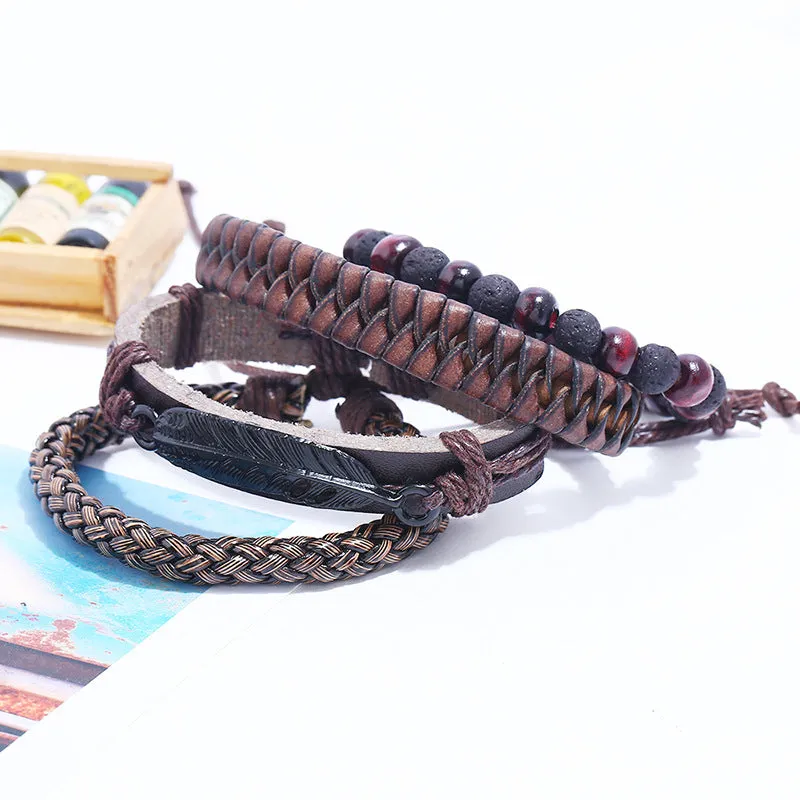 Men's Simple Braided Vintage Faux Leather Bracelet