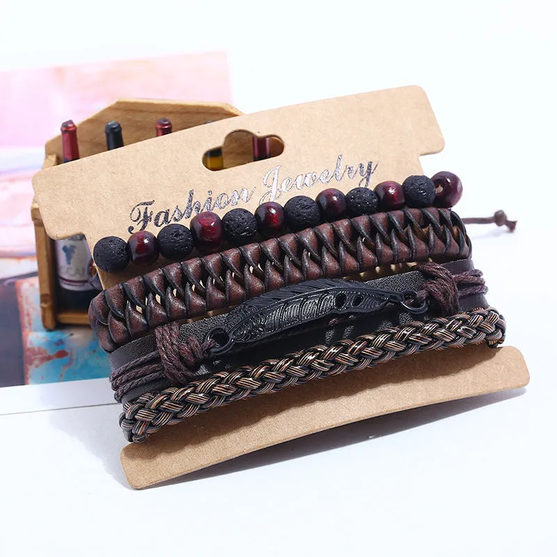 Men's Simple Braided Vintage Faux Leather Bracelet