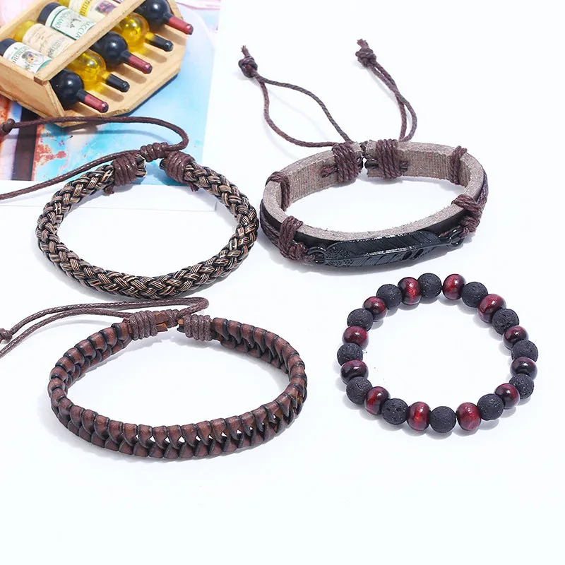 Men's Simple Braided Vintage Faux Leather Bracelet