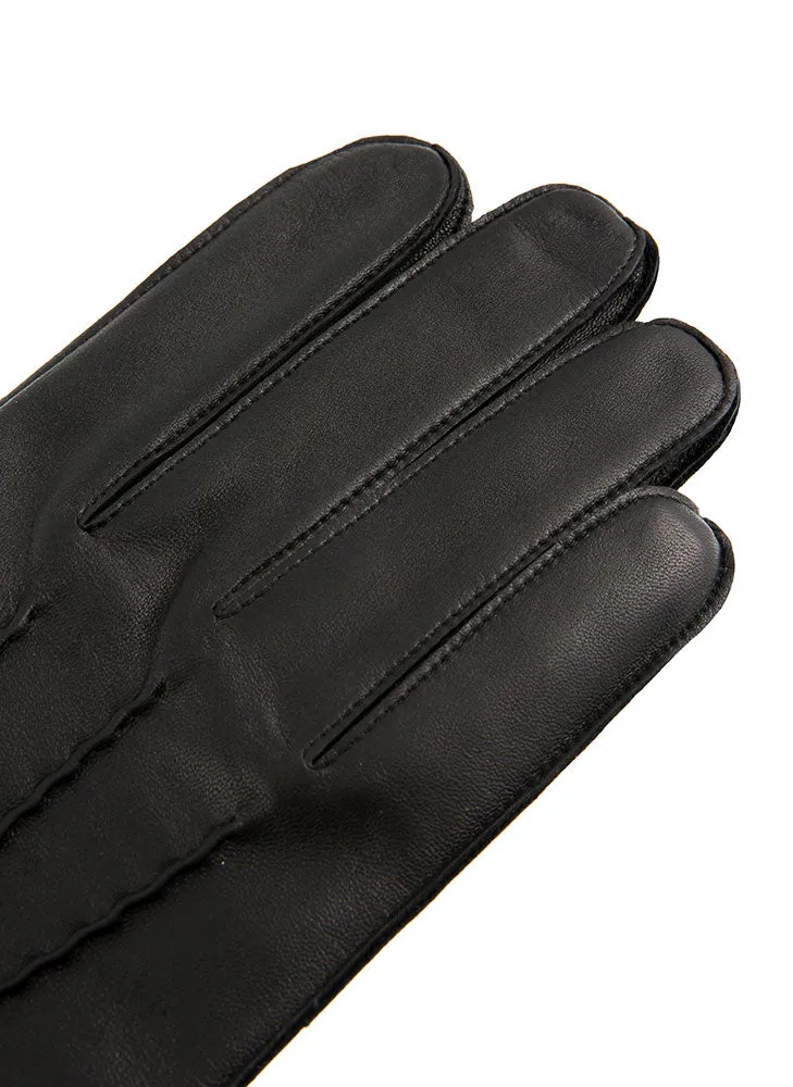 Men's Three-Point Lined Leather Gloves