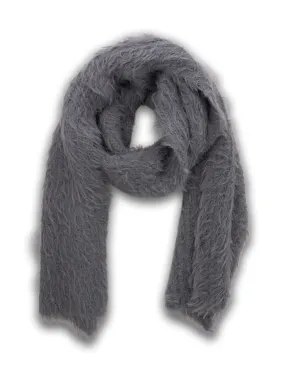 Mocha Fluffy Plain Scarf- Grey