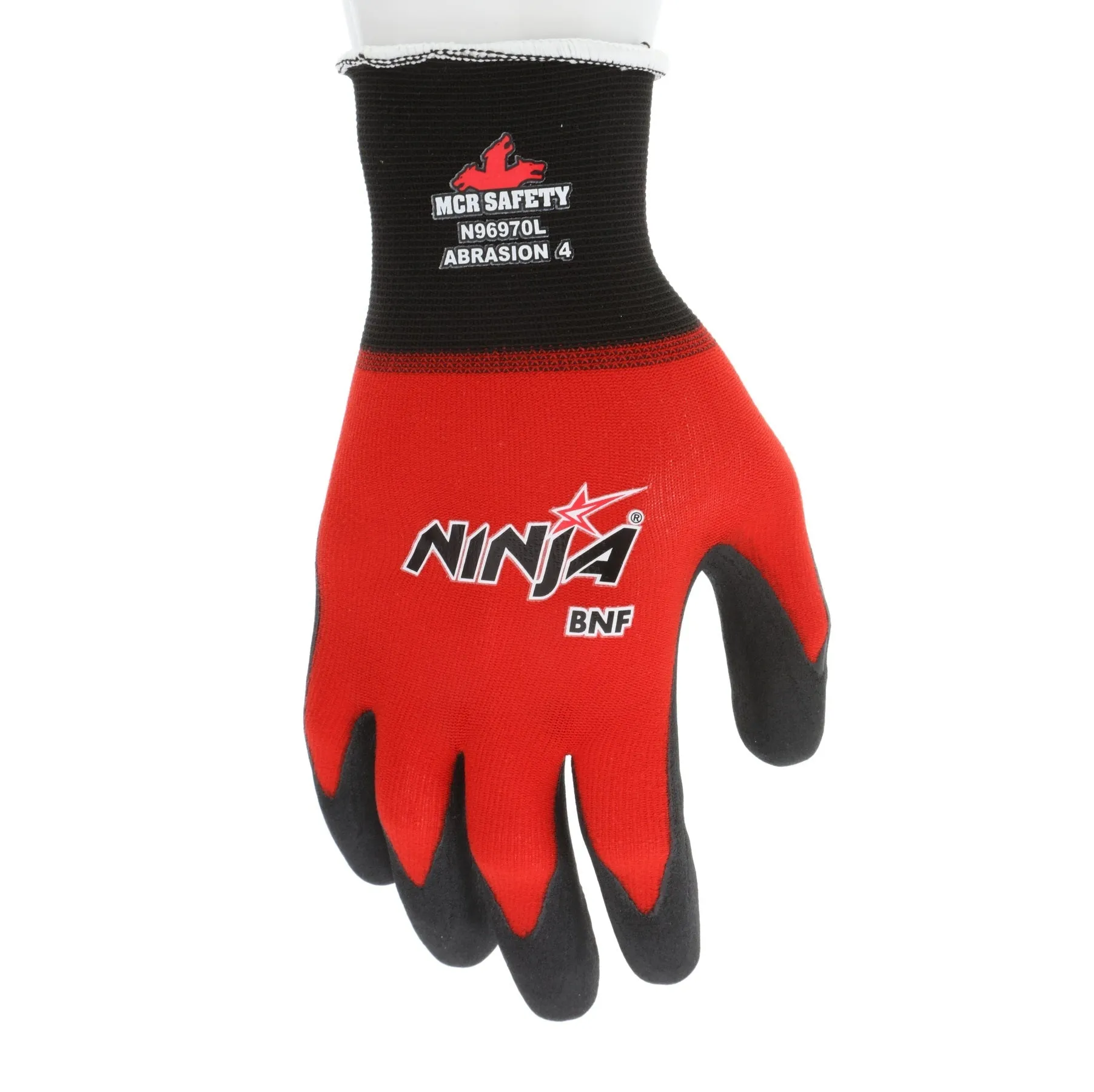 Ninja BNF (Breathable Nitrile Foam) Work Gloves, 18 Gauge Nylon / Spandex Shell, Nitrile Foam Coated Palm and Fingertips, N96970