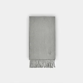 Plain Light Grey Narrow Width Pure Cashmere Scarf