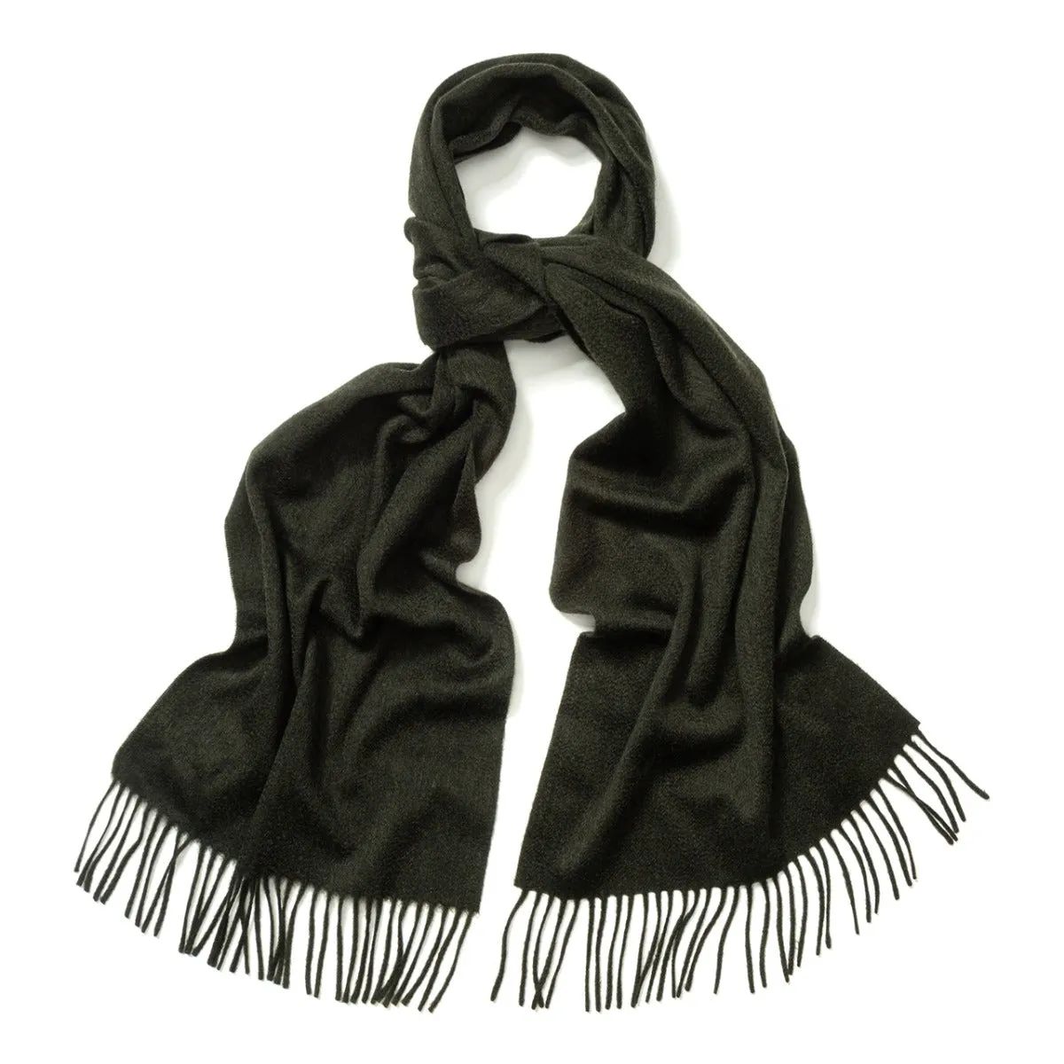 Plain Ripple Cashmere Scarf in Green Black Mix