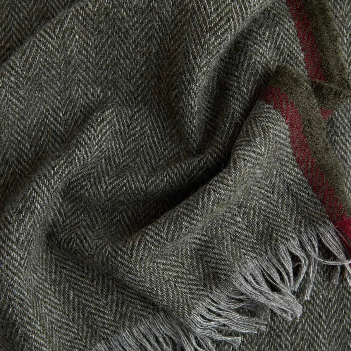 Sage Green Pinstripe Pure Cashmere Scarf