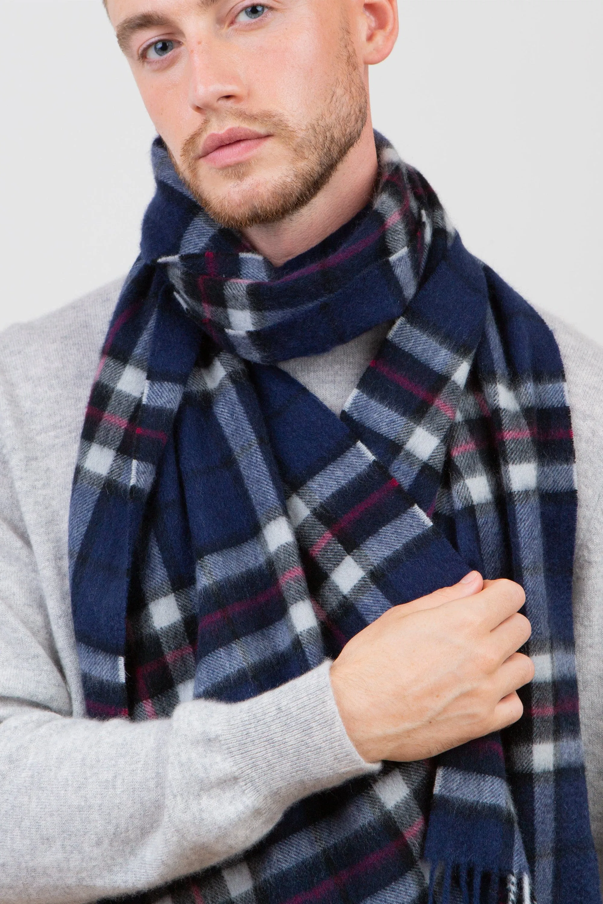 Scotty Thompson Cashmere Wide Scarf - Navy