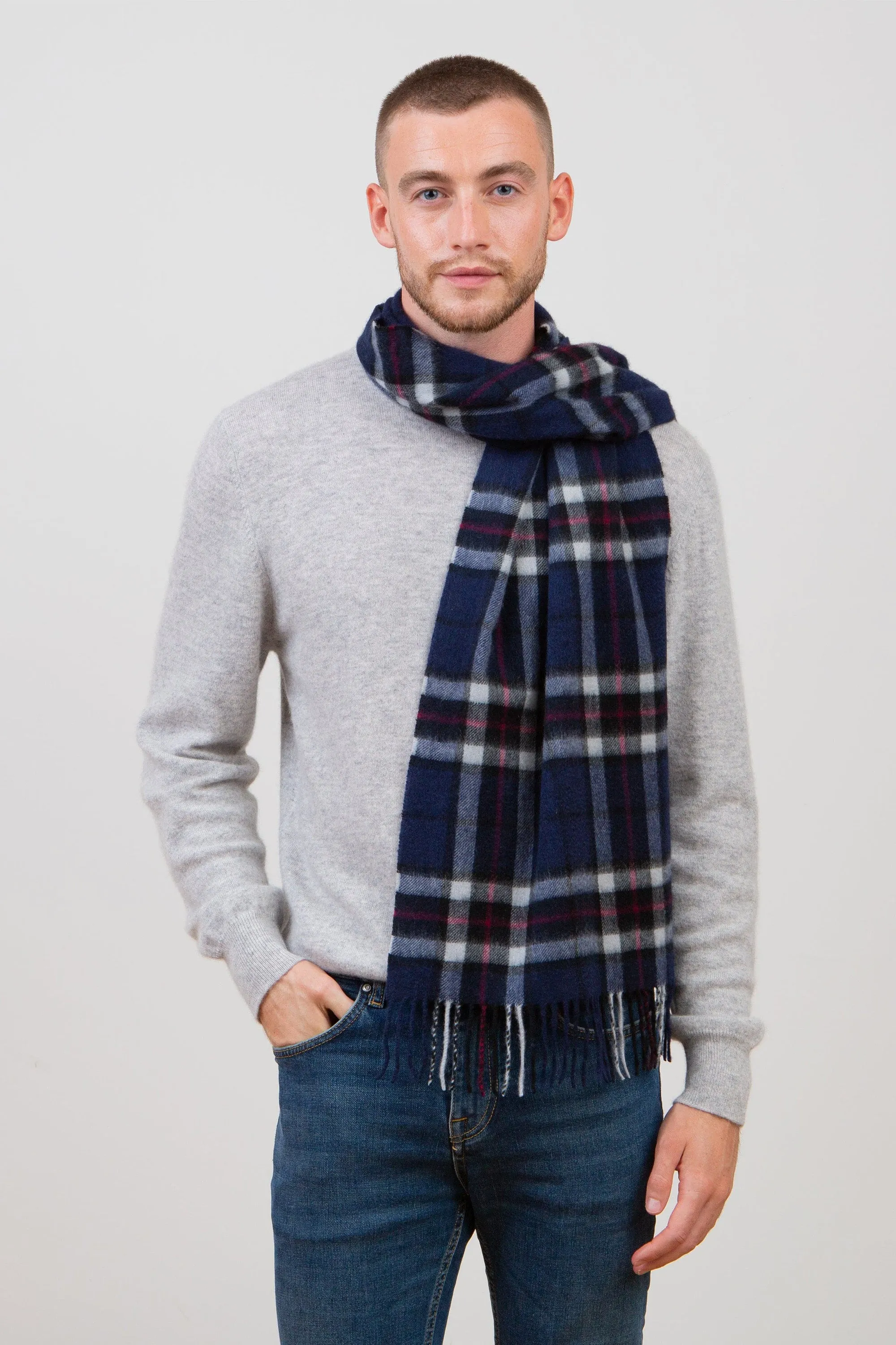 Scotty Thompson Cashmere Wide Scarf - Navy