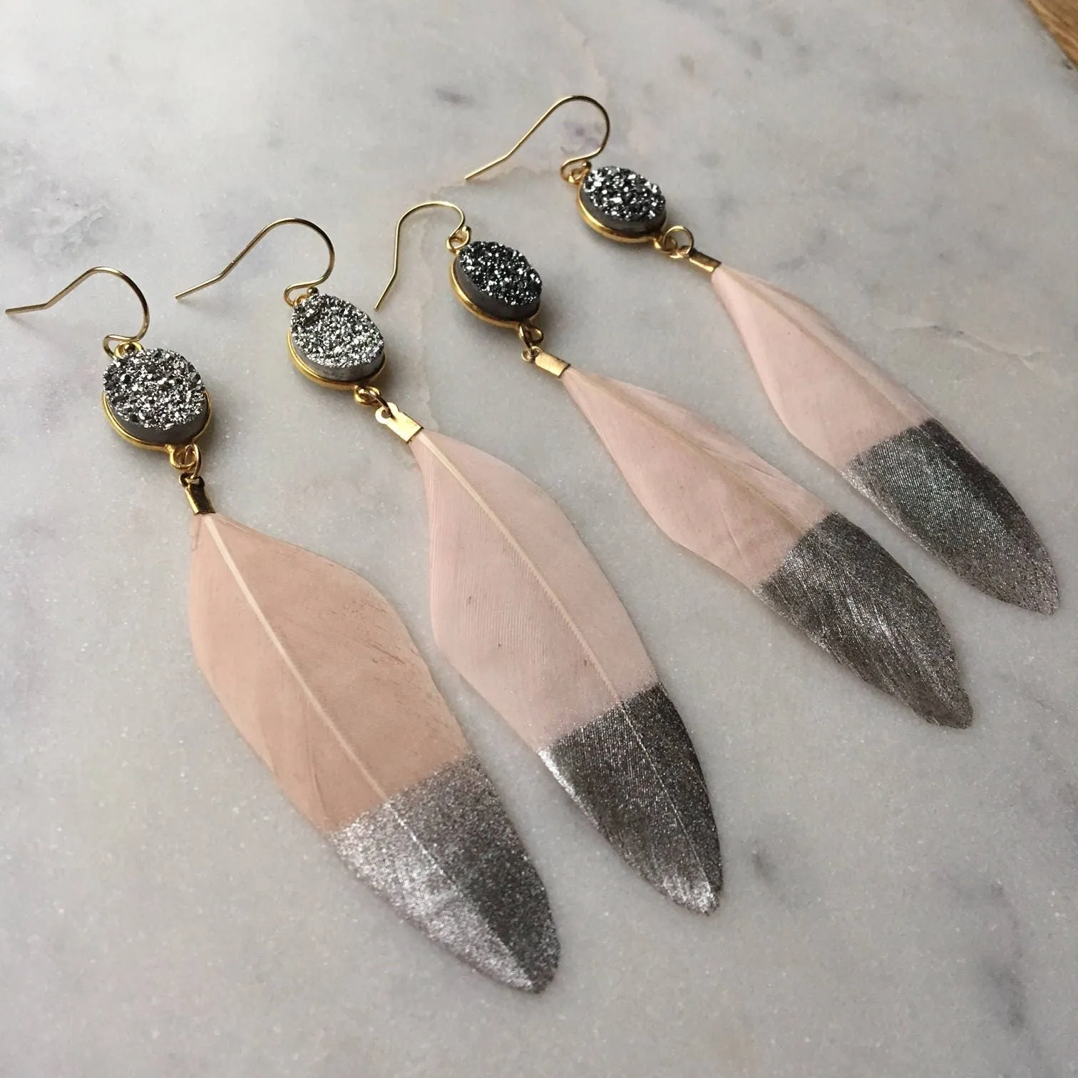 Silver Dipped Feather Earrings