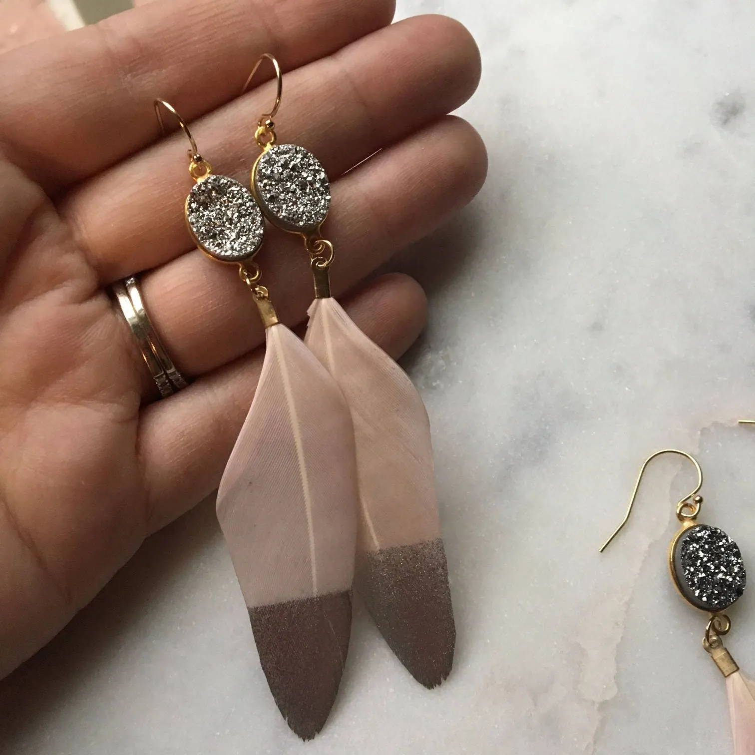 Silver Dipped Feather Earrings