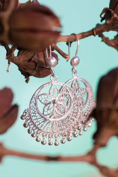 Silver Linings "Classy" Silver Filigree Handmade Chandbali Earrings