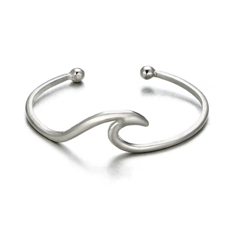 Simple beach fashion metal wave sea wave  bracelet