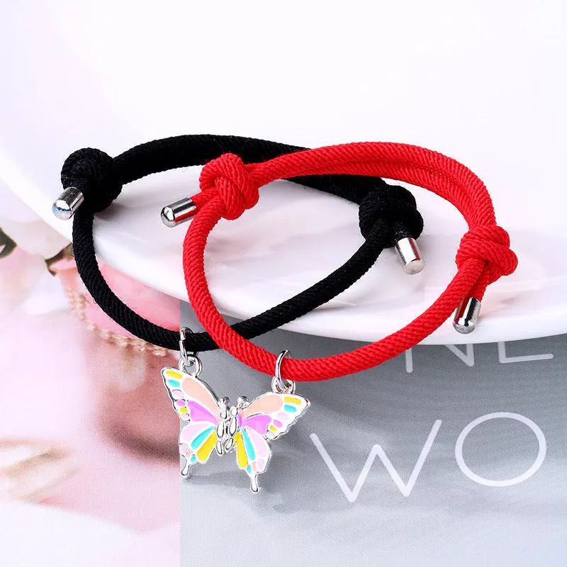 Simple Magnetic Butterfly Couple Bracelet