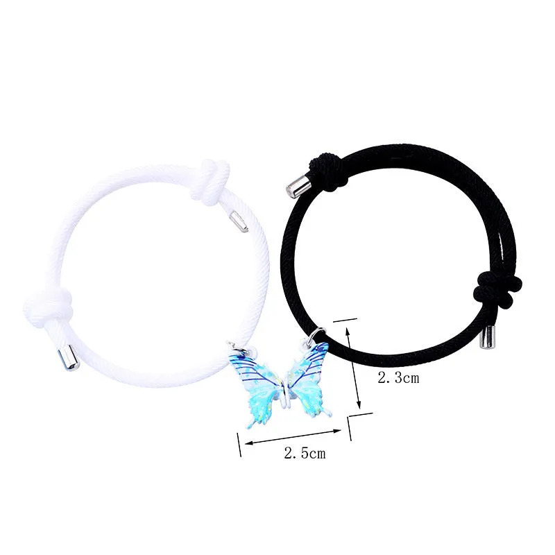 Simple Magnetic Butterfly Couple Bracelet