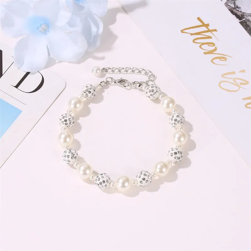 Simple Pearl Diamond Ball String Transfer Bead Bracelet