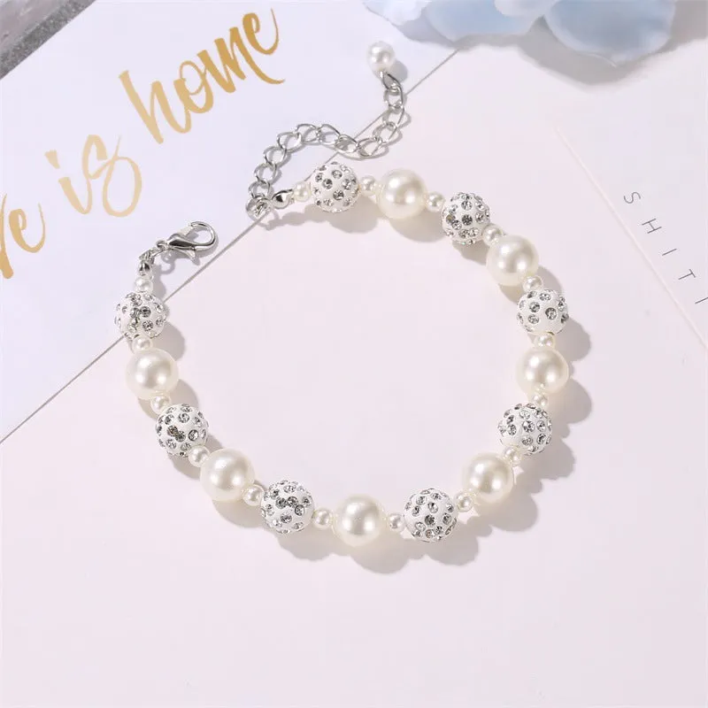 Simple Pearl Diamond Ball String Transfer Bead Bracelet