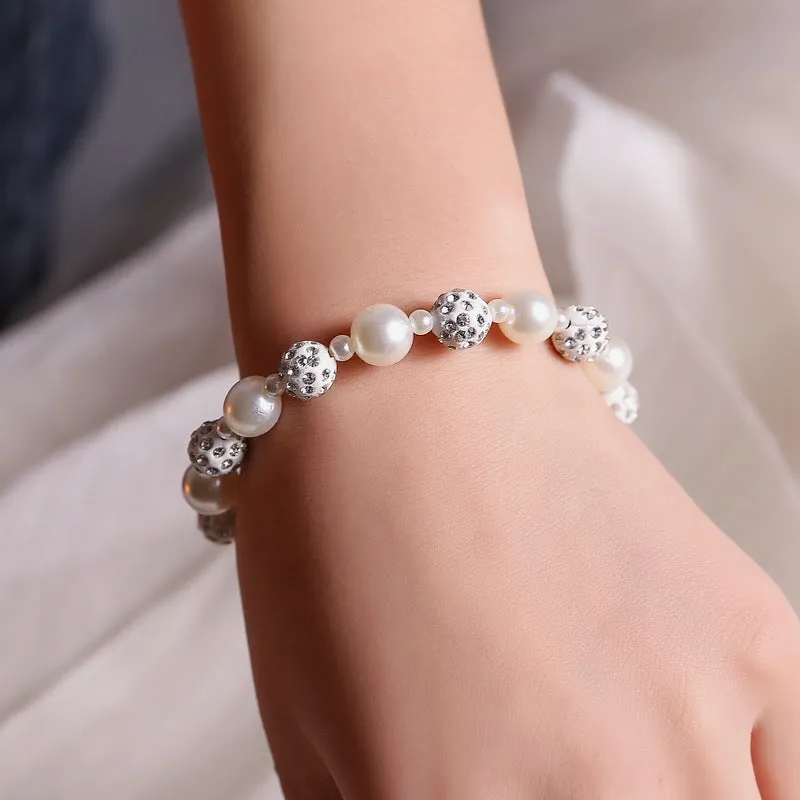 Simple Pearl Diamond Ball String Transfer Bead Bracelet