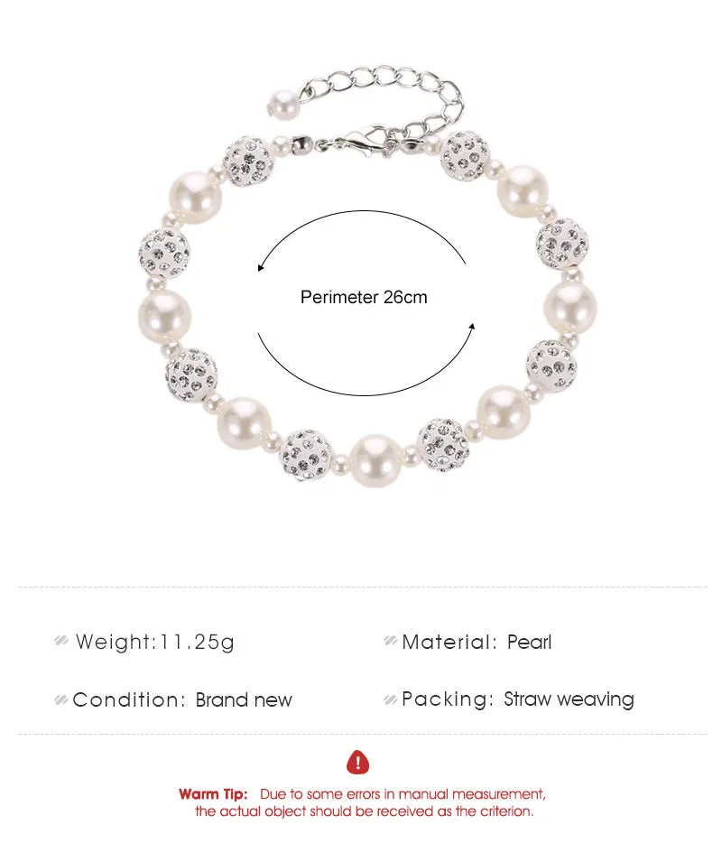 Simple Pearl Diamond Ball String Transfer Bead Bracelet