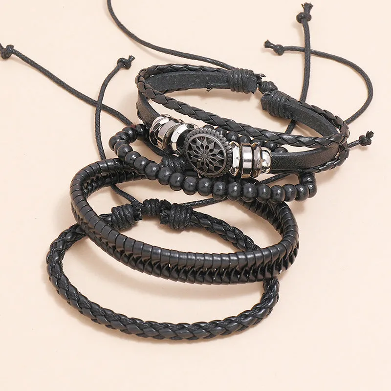 Simple Retro Woven Personalized Leather Bracelet Diy Combination