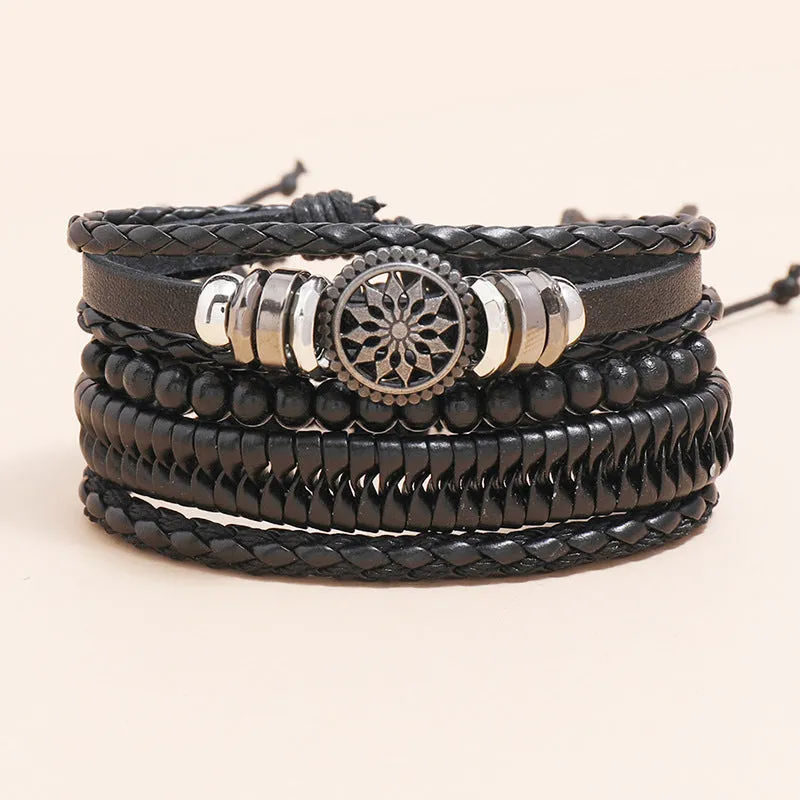 Simple Retro Woven Personalized Leather Bracelet Diy Combination