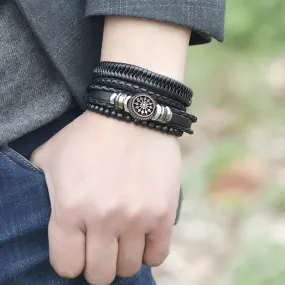 Simple Retro Woven Personalized Leather Bracelet Diy Combination