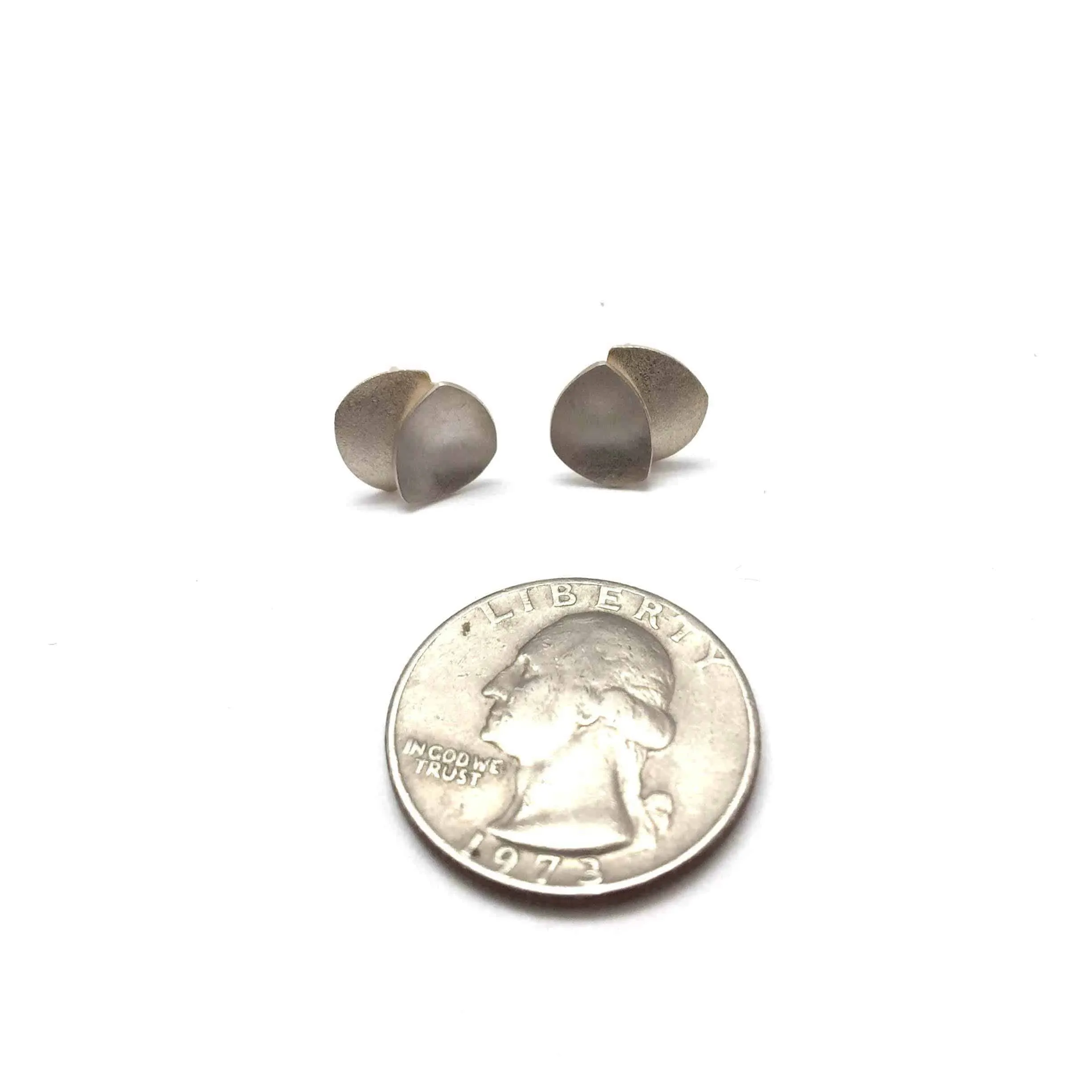 Small Silver Layered Crescent Studs