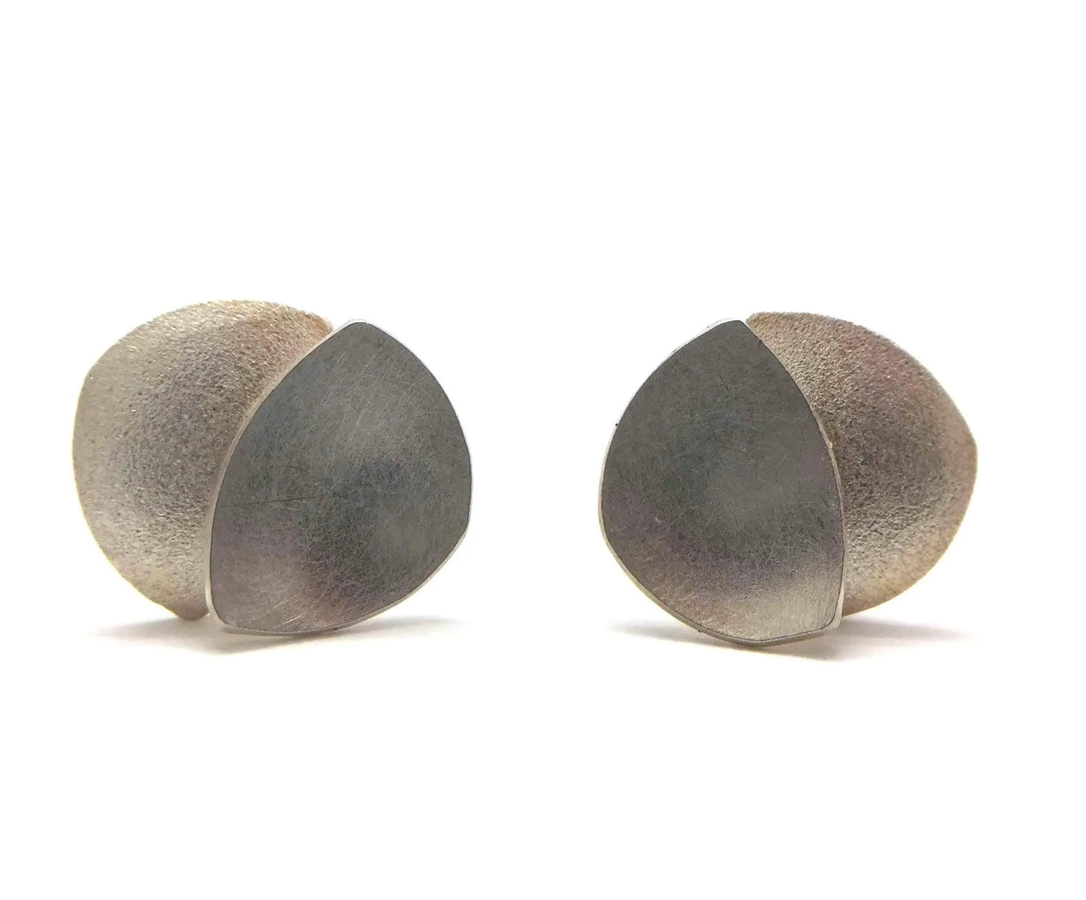 Small Silver Layered Crescent Studs