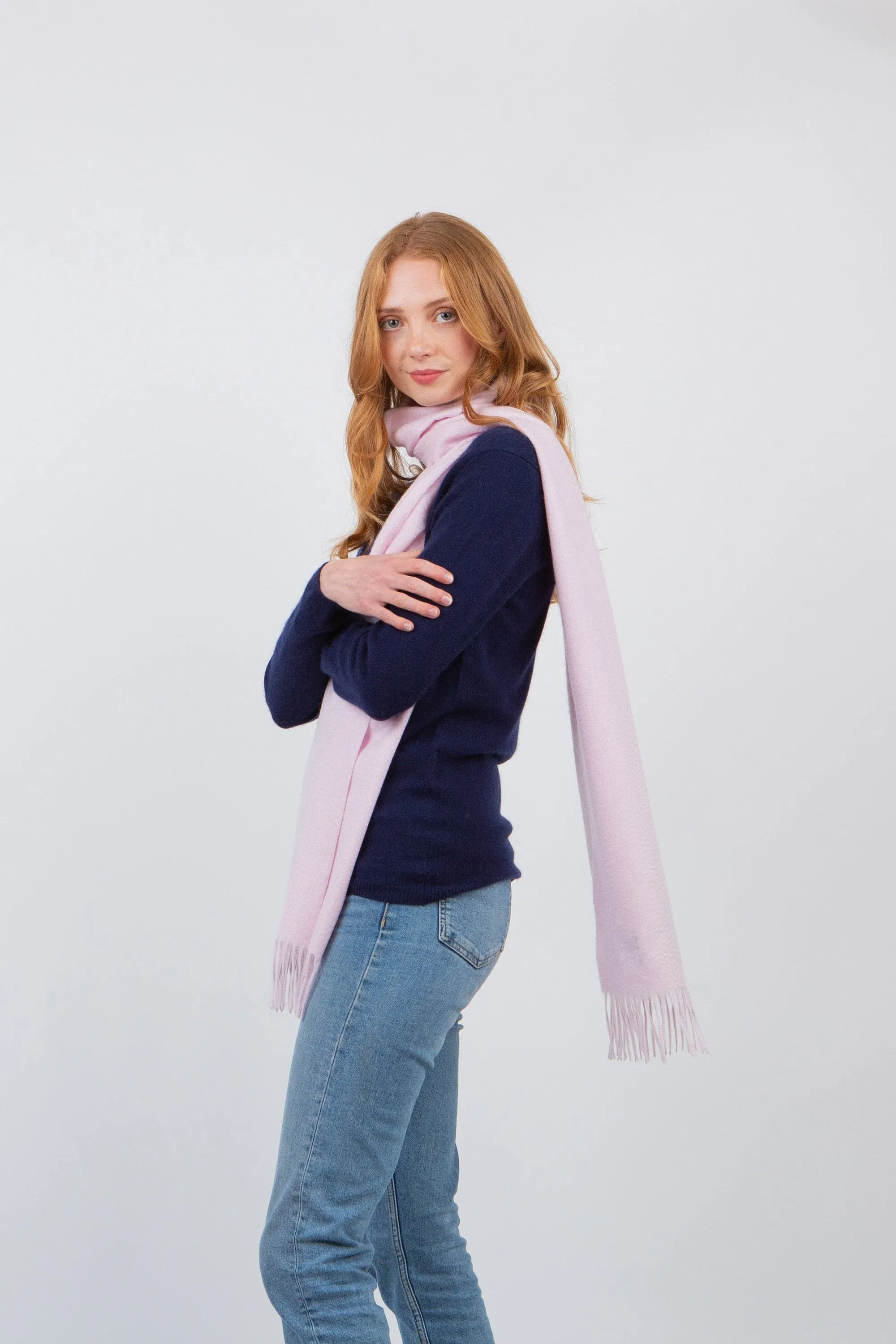 Solid Cashmere Wide Scarf - Lilac