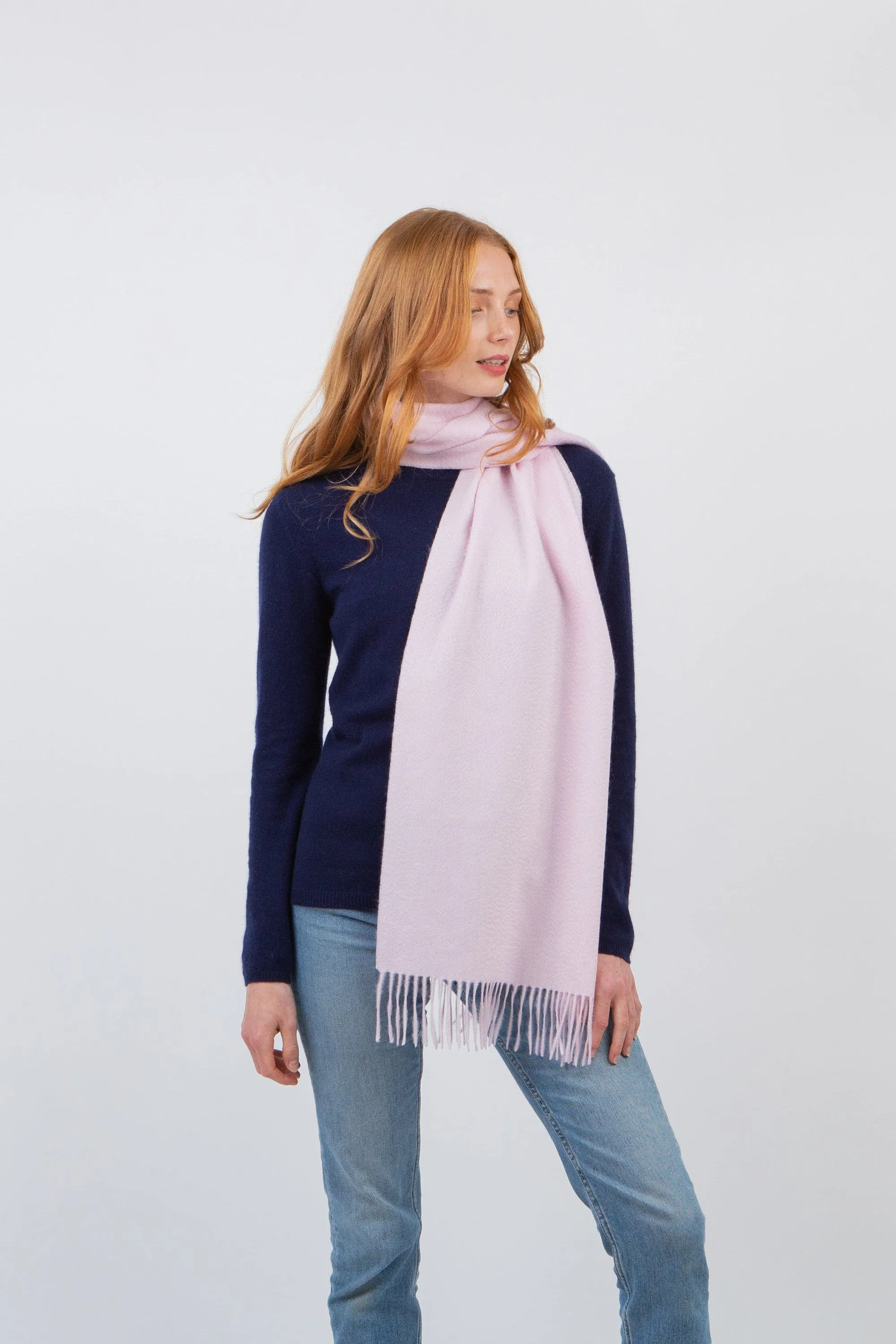 Solid Cashmere Wide Scarf - Lilac