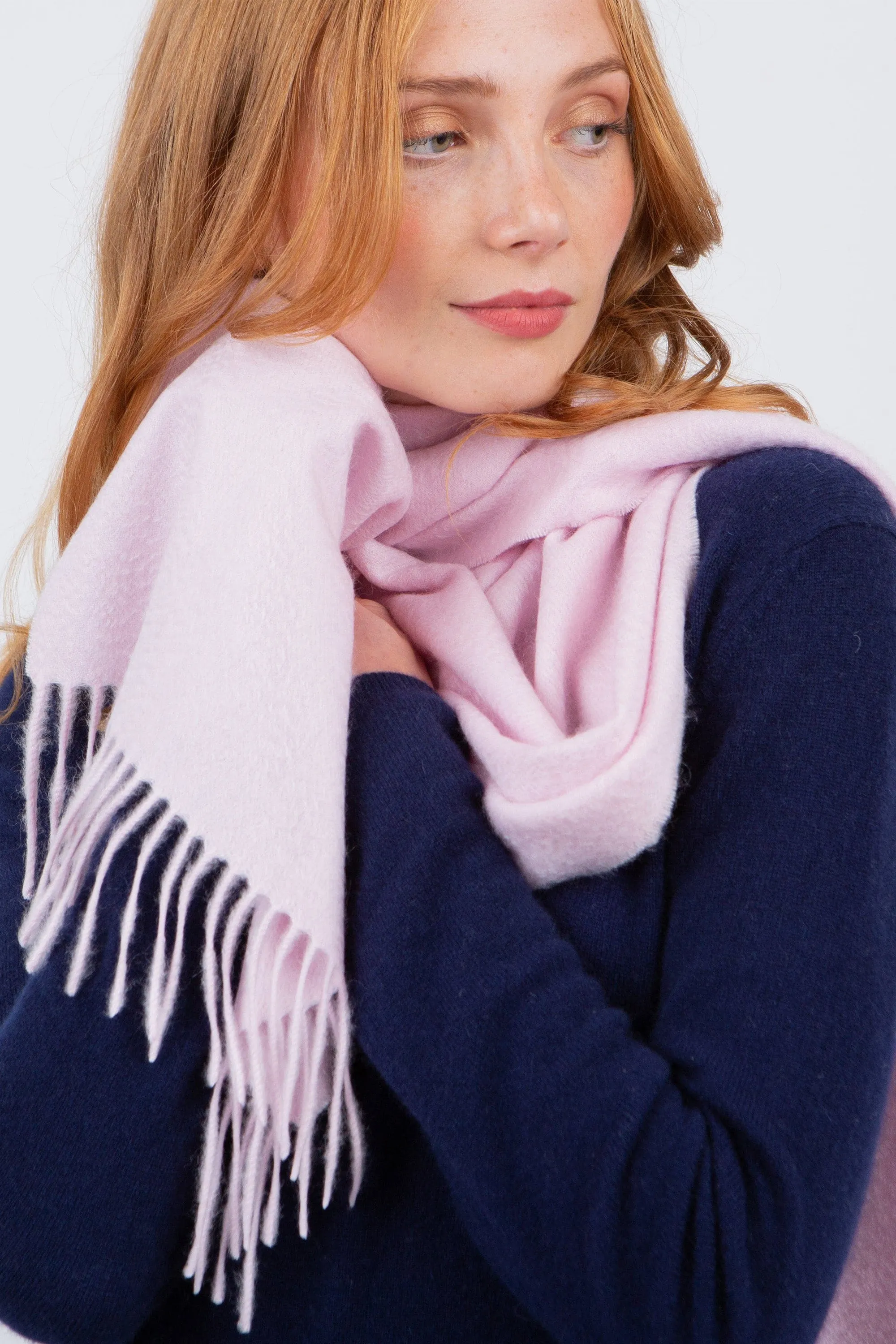 Solid Cashmere Wide Scarf - Lilac