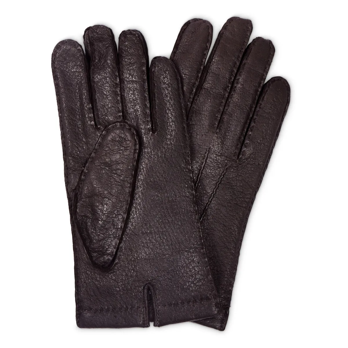 Sovereign Grade Dark Brown Peccary Leather Gloves, Unlined