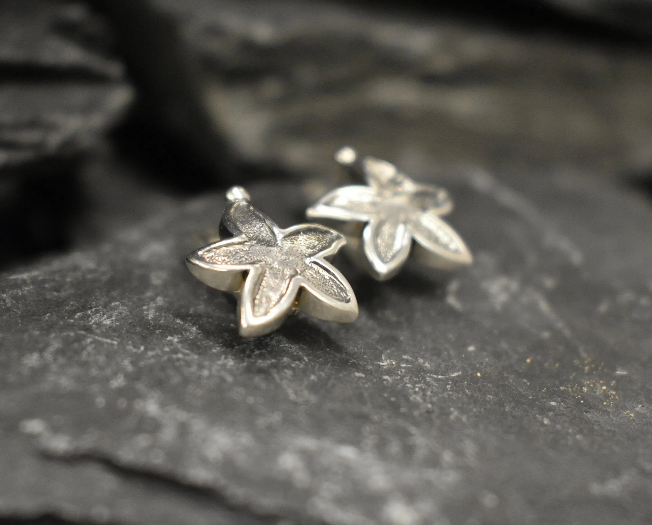 Starfish Earrings - Silver Flower Earrings - Silver Star Earrings